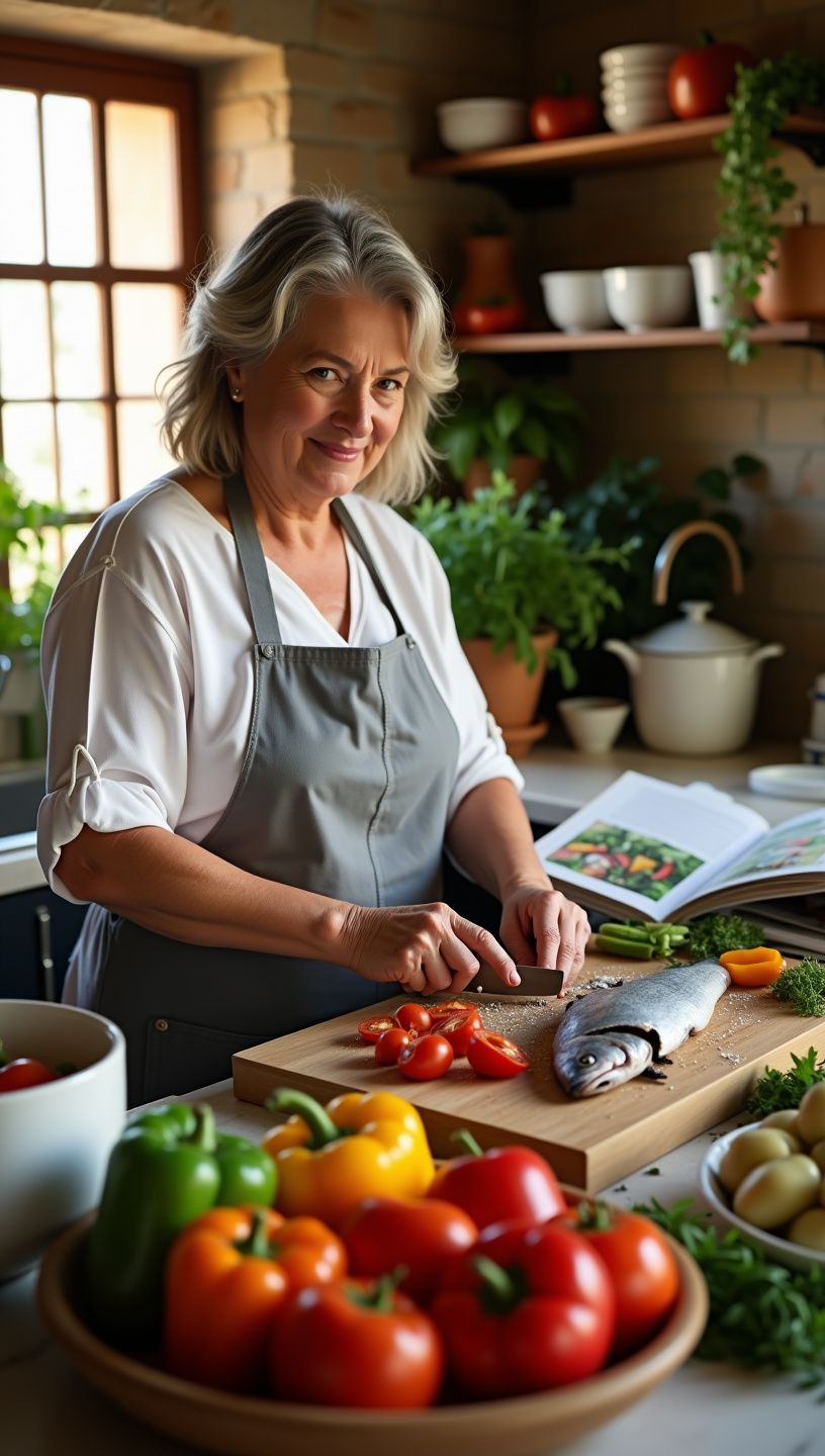 Μεσογειακό γεύμα με ψητά λαχανικά και ψάρι